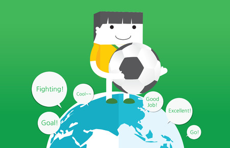 soccer concept flat character design, vectorのイラスト素材