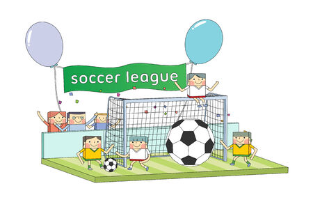 soccer concept line character design, vectorのイラスト素材