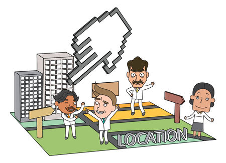 Funny line character illustration Business Story seriesのイラスト素材