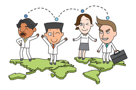Funny line character illustration Business Story seriesのイラスト素材