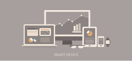 Modern and classic smart device flat illustrationのイラスト素材