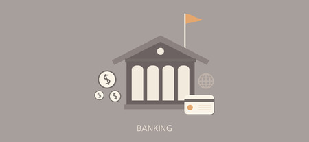 Modern and classic banking flat concept icon setのイラスト素材