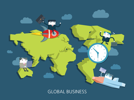 flat character global business concept illustrationのイラスト素材