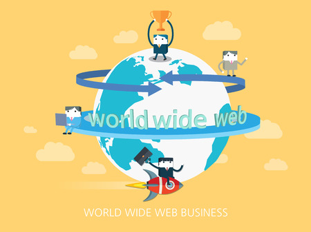 flat character world wide web business concept illustrationのイラスト素材