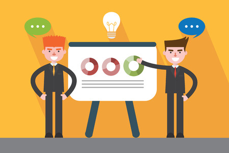 flat design, presentation business man concept illustrationのイラスト素材