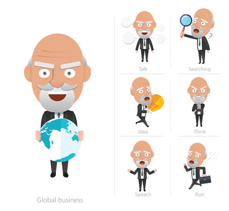 Businessman corporate life flat design 7set-ceoのイラスト素材