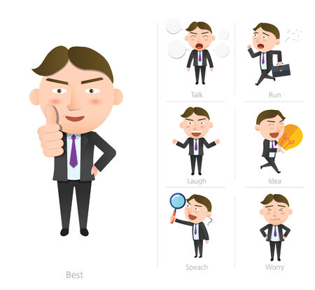 Businessman corporate life flat design 7set-employeeのイラスト素材