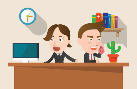 Business corporation telemarketing concept flat characterのイラスト素材