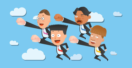Business corporation flying concept flat characterのイラスト素材