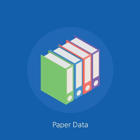 Paper data concept design 3d isometric vector illustrationのイラスト素材