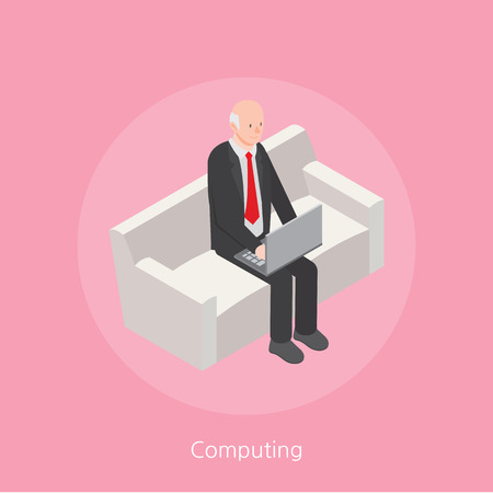 Computing concept design 3d isometric vector illustrationのイラスト素材