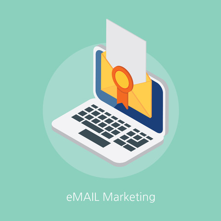 email marketing concept design 3d isometric vector illustrationのイラスト素材