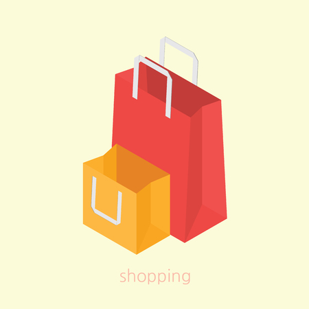 Shopping bag concept design 3d isometric vector illustrationのイラスト素材