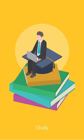 Education concept design 3d isometric vector illustrationのイラスト素材