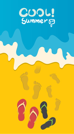 Summer holidays  illustration,flat design going to beach and sandals conceptのイラスト素材