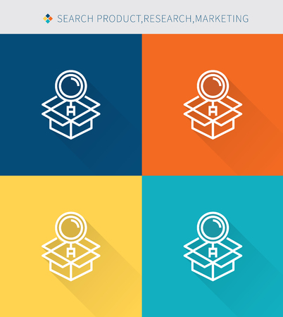 Thin thin line icons set of research and marketing, modern simple styleのイラスト素材