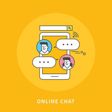 Circle color line flat design of online webcams, modern vector illustrationのイラスト素材