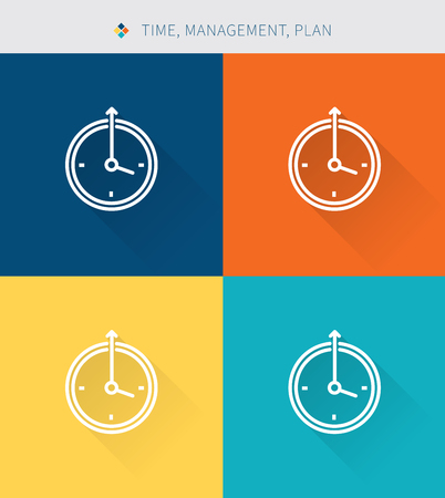 Thin thin line icons set of time & planning and management, modern simple styleのイラスト素材