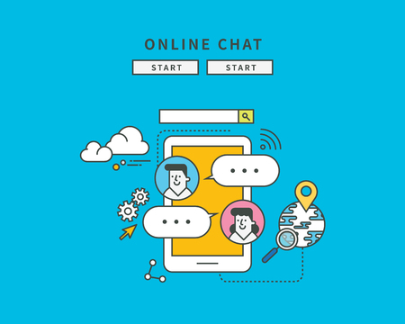 Simple color line flat design of online webcams, modern vector illustrationのイラスト素材