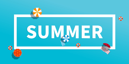 Summer holiday vacation concept, typography layout vector flat illustrationのイラスト素材