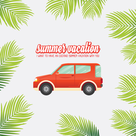 Cute flat design style travel SUV and Retro Classic typographyのイラスト素材