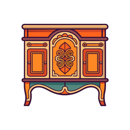 Elegant Carved Sideboard for Home Decorのイラスト素材