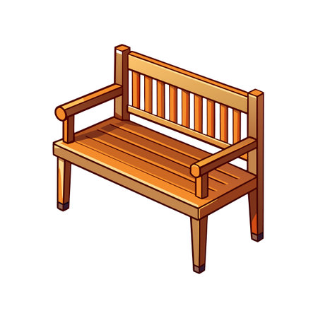 Stylish Teak Bench for Outdoor Spacesのイラスト素材