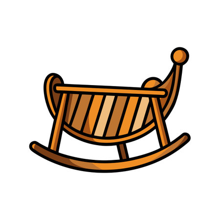 Elegant Wooden Cradle for Cozy Baby Roomsのイラスト素材