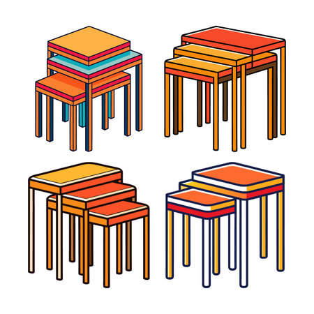 Functional Nesting Tables for Versatile Spacesのイラスト素材