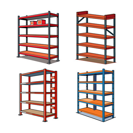 Stylish Industrial Shelf Unit for Storageのイラスト素材