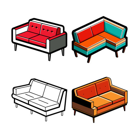 Elegant Vinyl Sectional for Modern Livingのイラスト素材