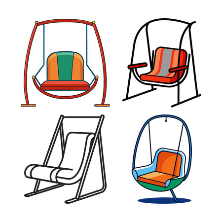Swing icon set. Cartoon set of swing vector icons for web designのイラスト素材