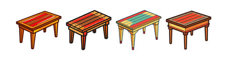 Elegant Reclaimed Wood Table Designのイラスト素材
