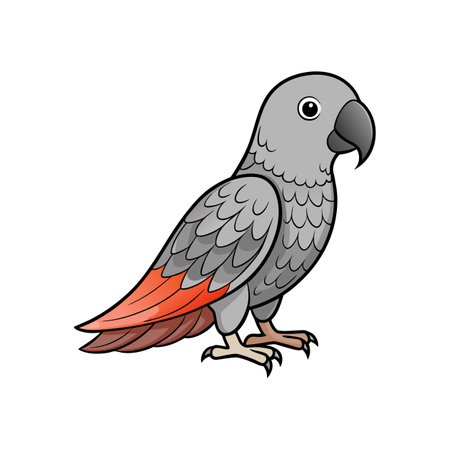 Engaging African Grey Parrot Coloring Animal Designのイラスト素材