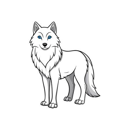 Arctic Wolf Coloring Animal Illustration Designのイラスト素材