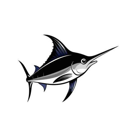 Unique Black Marlin Coloring Animal Designのイラスト素材