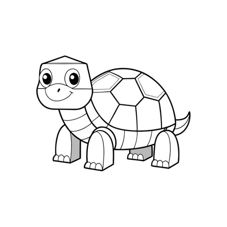 Unique Box Turtle Illustration for Coloring Funのイラスト素材