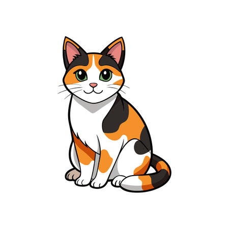 Calico Cat Whimsical Coloring Pageのイラスト素材