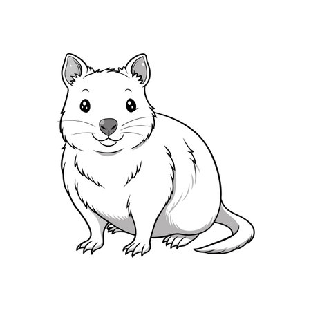 Creative Quokka Coloring Templateのイラスト素材