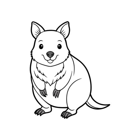 Quokka Coloring Outline for Kidsのイラスト素材
