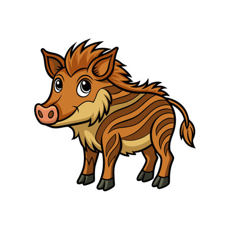 Wild Boar Animal Coloring Illustration for Kidsのイラスト素材