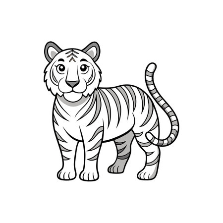 Engaging Tiger Animal Coloring Illustration for Kidsのイラスト素材
