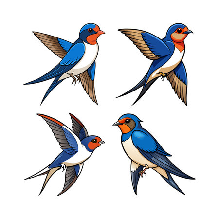 Barn Swallows Fun Coloring Pageのイラスト素材