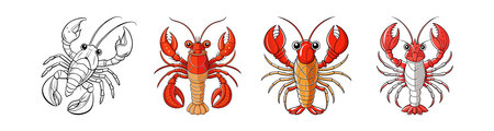 American Lobster Coloring Animal Illustrationのイラスト素材
