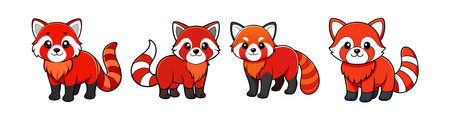 Cute Red Panda Coloring Design for Kidsのイラスト素材