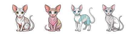 Charming Sphynx Cat Coloring Design for Kidsのイラスト素材