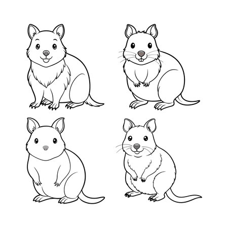 Quokka Coloring Outline for Kidsのイラスト素材