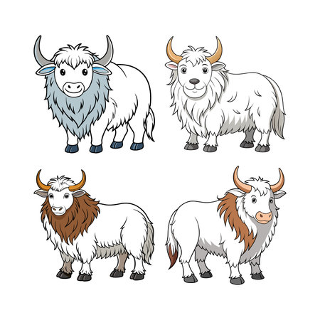 Yak Animal Coloring Illustration for Kids Funのイラスト素材