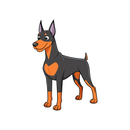 Doberman Fun Coloring Page for Kidsのイラスト素材