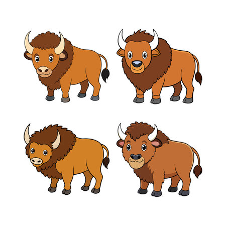 Bison Coloring Illustration with Outlineのイラスト素材